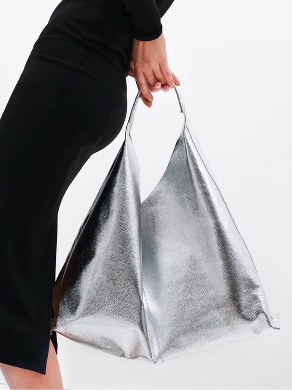 NWT Marcella Kelly Tote in silver (disco pebble)